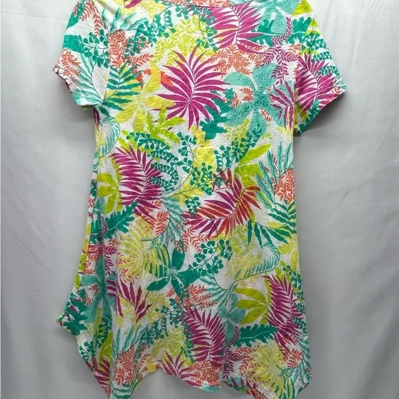 Fresh Produce Tropical Leaf Print Tunic Top Women’s S Asymmetrical Bottom - Picture 2 of 14